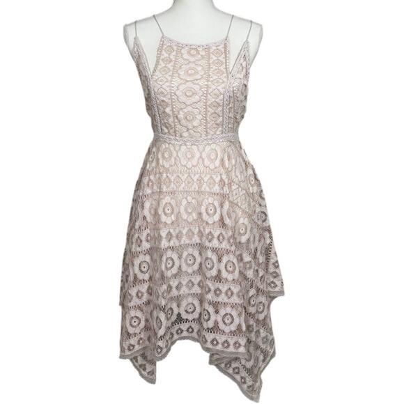 Free People Just Like Honey Beige Lace Dress - Size 4 - Picture 2 of 8